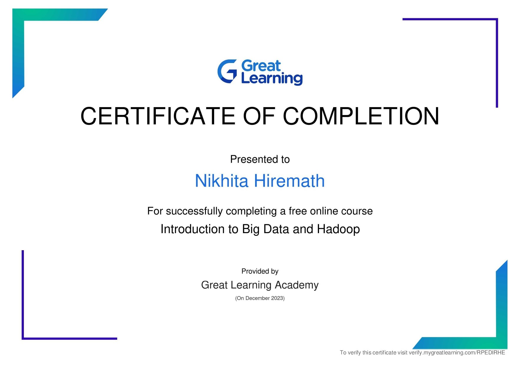 Hadoop Certificate